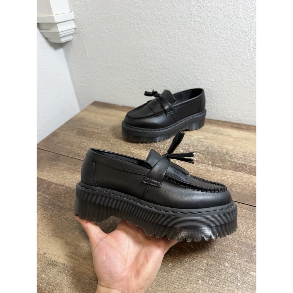 Dr. Doc Martens Adrian Quad Mono Platform Loafers Black Size W6 M5 Vegan